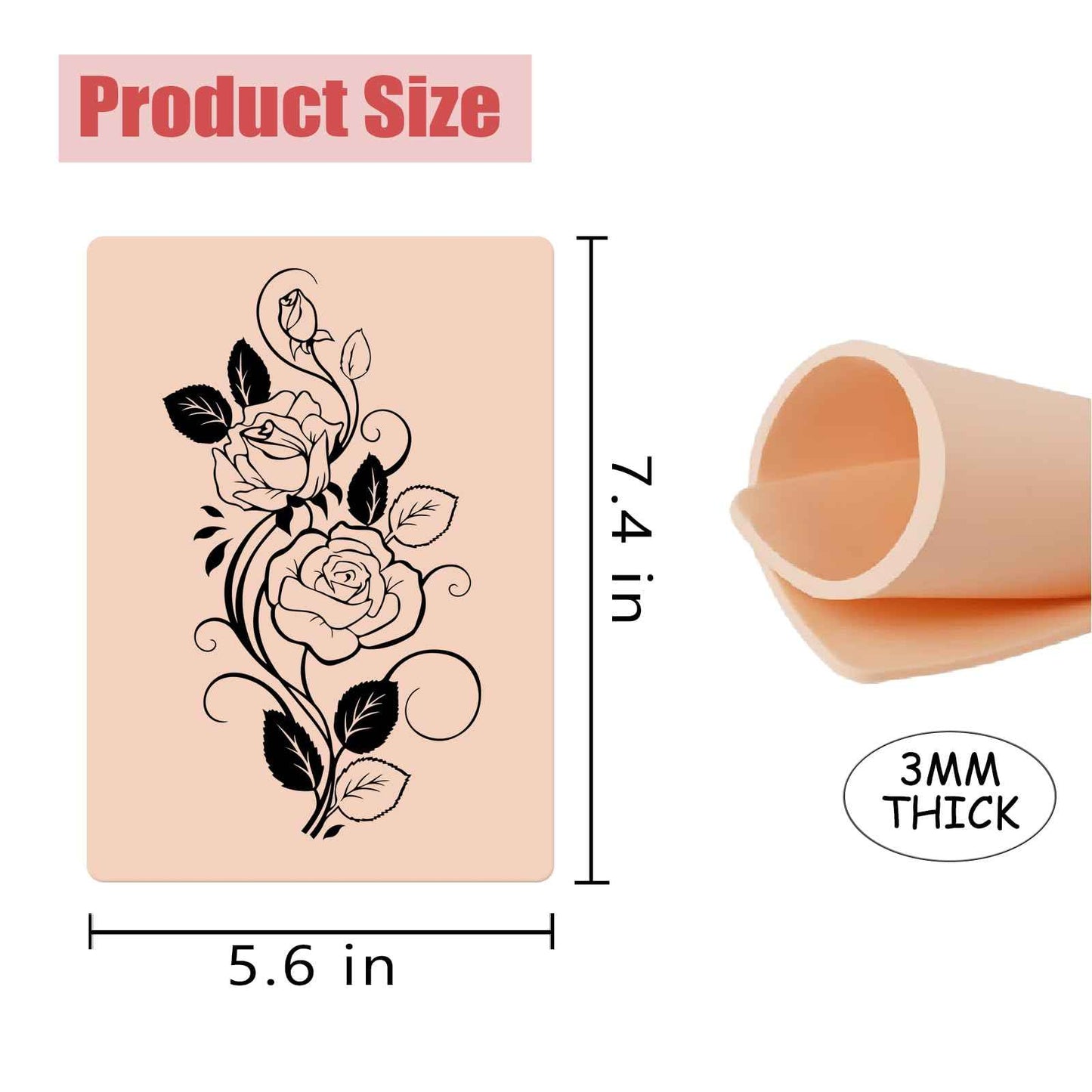 Sotica 8pcs 3mm Tattoo Practice Skins, 6x8" Fake Tattoo Skin Silicone, Realistic Color & Texture, Holds Ink Well, Double-Sided Use, Thick & Sturdy, Perfect for Tattoo Artists