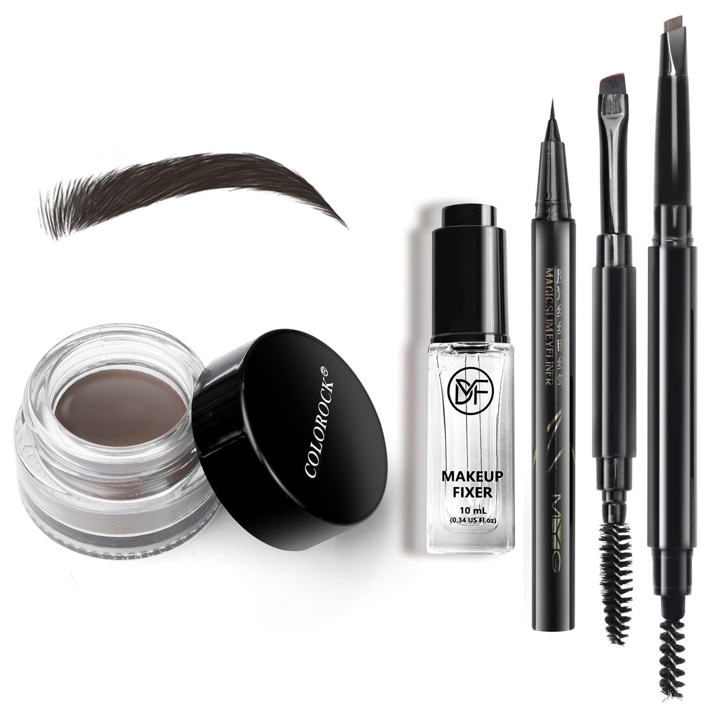 Cosmetics Pigment Activator,Mixing Liquid Eyebrow Pomade Pencil Kit for Eyebrows Makeup, with Waterproof Eyebrow Pencil,Dual-ended Eyebrow Brush,Eyebrow Pomade-Dark Brown