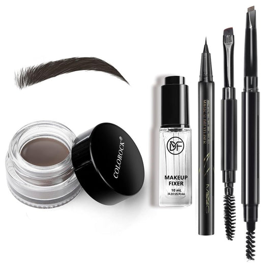 Cosmetics Pigment Activator,Mixing Liquid Eyebrow Pomade Pencil Kit for Eyebrows Makeup, with Waterproof Eyebrow Pencil,Dual-ended Eyebrow Brush,Eyebrow Pomade-Dark Brown