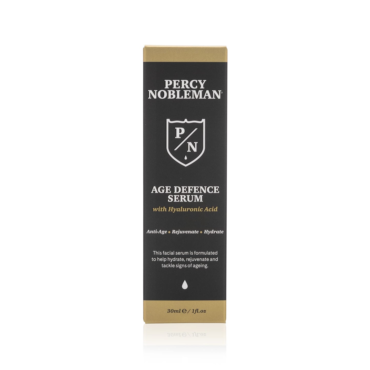 Percy Nobleman Age Defence Serum with Hyaluronic Acid, a face serum with a vitamin-rich formula to help tackle signs of ageing, 30ml