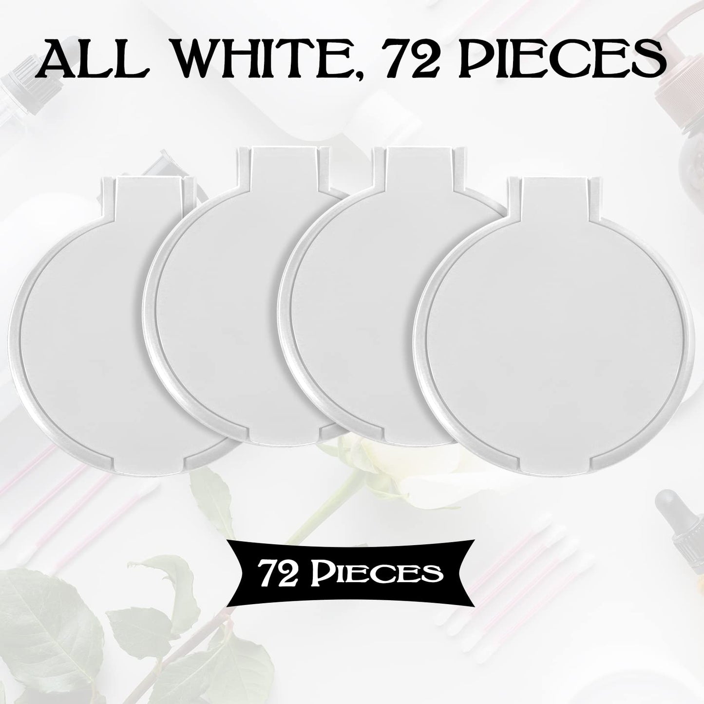 Yalikop 72 Pcs Compact Mirror Bulk Portable Round Makeup Mirror Mini Foldable Pocket for Purse Women Girls Party Favors Travel Daily Use (White)