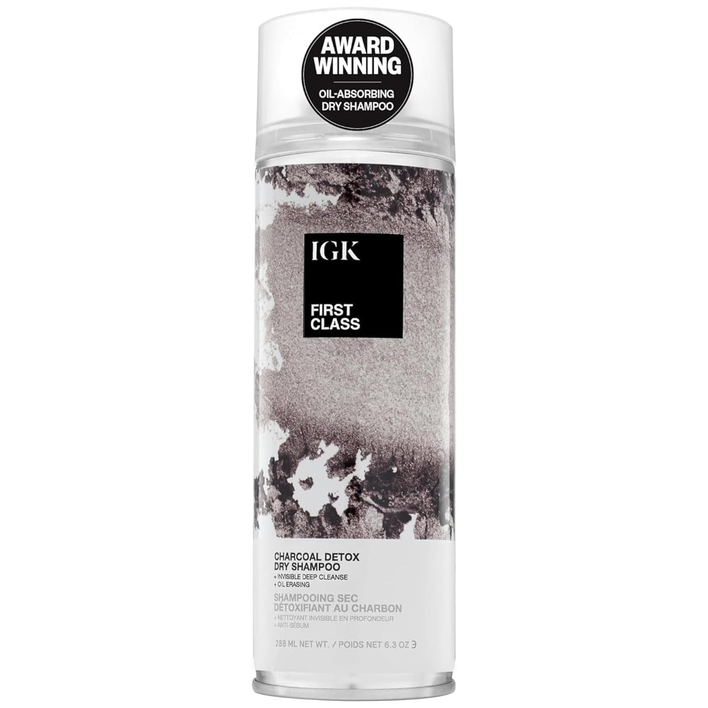 IGK First Class Charcoal Detox Dry Shampoo - Oil Absorbing & Volumizing Spray for Brunette/Blonde Hair | 6.3 oz