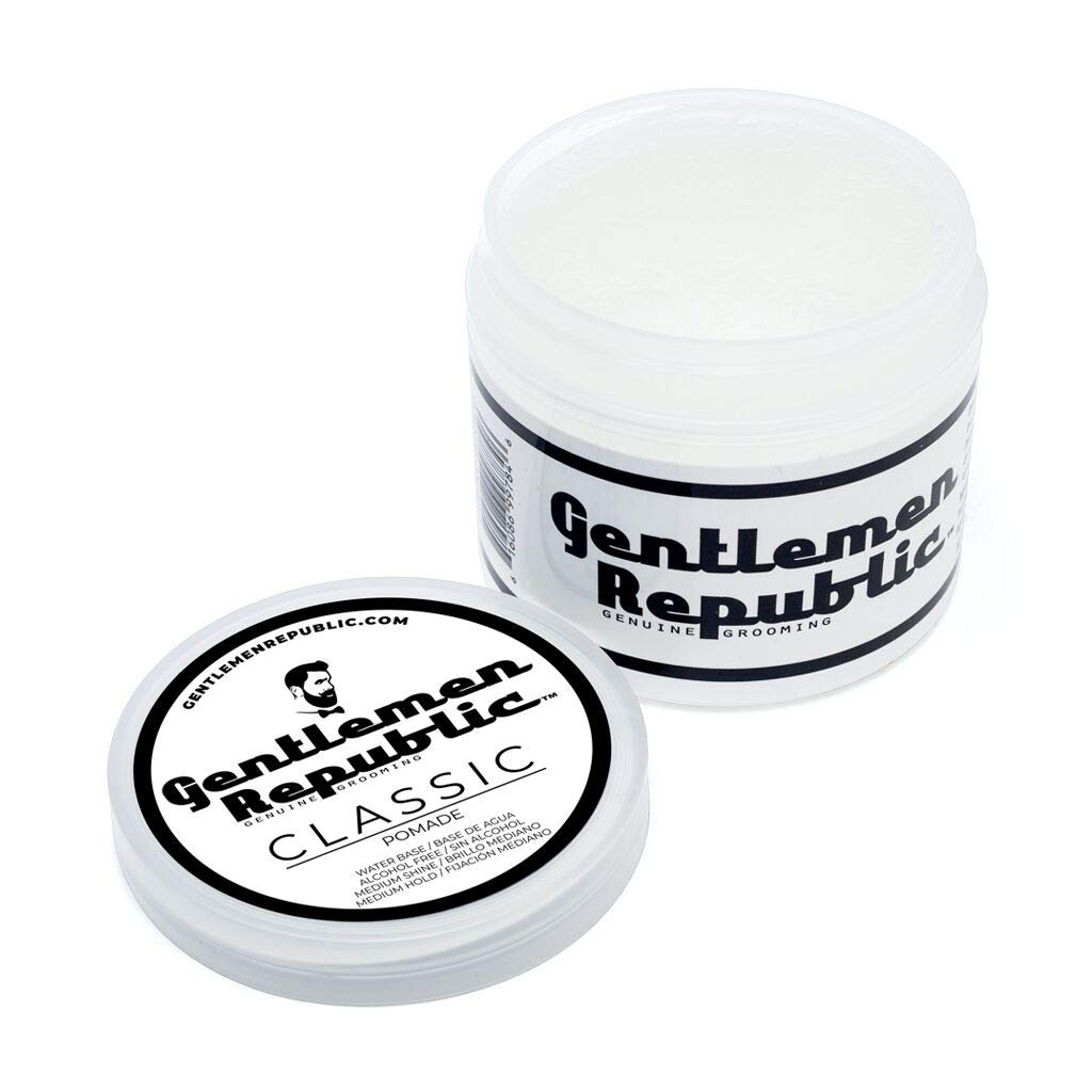Gentlemen Republic Classic Pomade for Men - Water Based Pomade for Medium Hold & Shine, Premium Mens Hair Styling Products with No Beeswax - Ideal for Classic Styles, 8oz