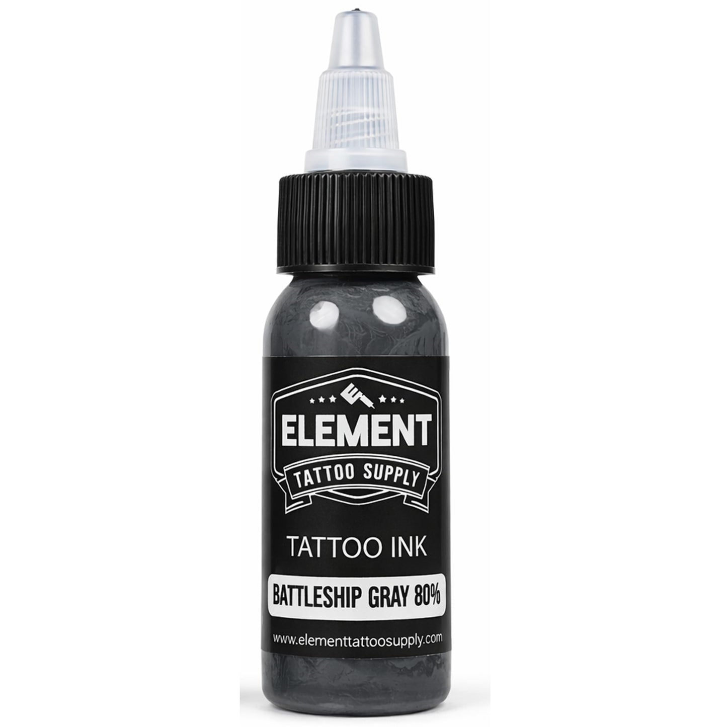 Element Tattoo Supply Battleship Gray Tattoo Ink Set - 4 Shades of Grey, Light, Medium, Medium Dark & Dark Tones, Professional Grade Tattoo Inks for Mixing & Blending, 1 oz Bottle (4 Pack)