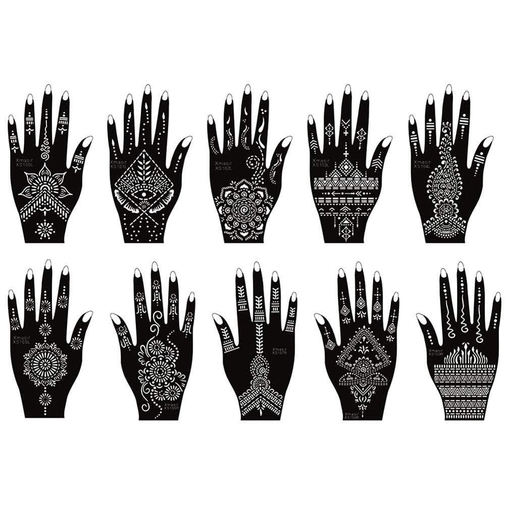 Xmasir Pack of 24 Sheets Temporary Tattoo Templates,Self-Adhesive Henna Indian Arabian Temporary Tattoo Sticker for Body Paint