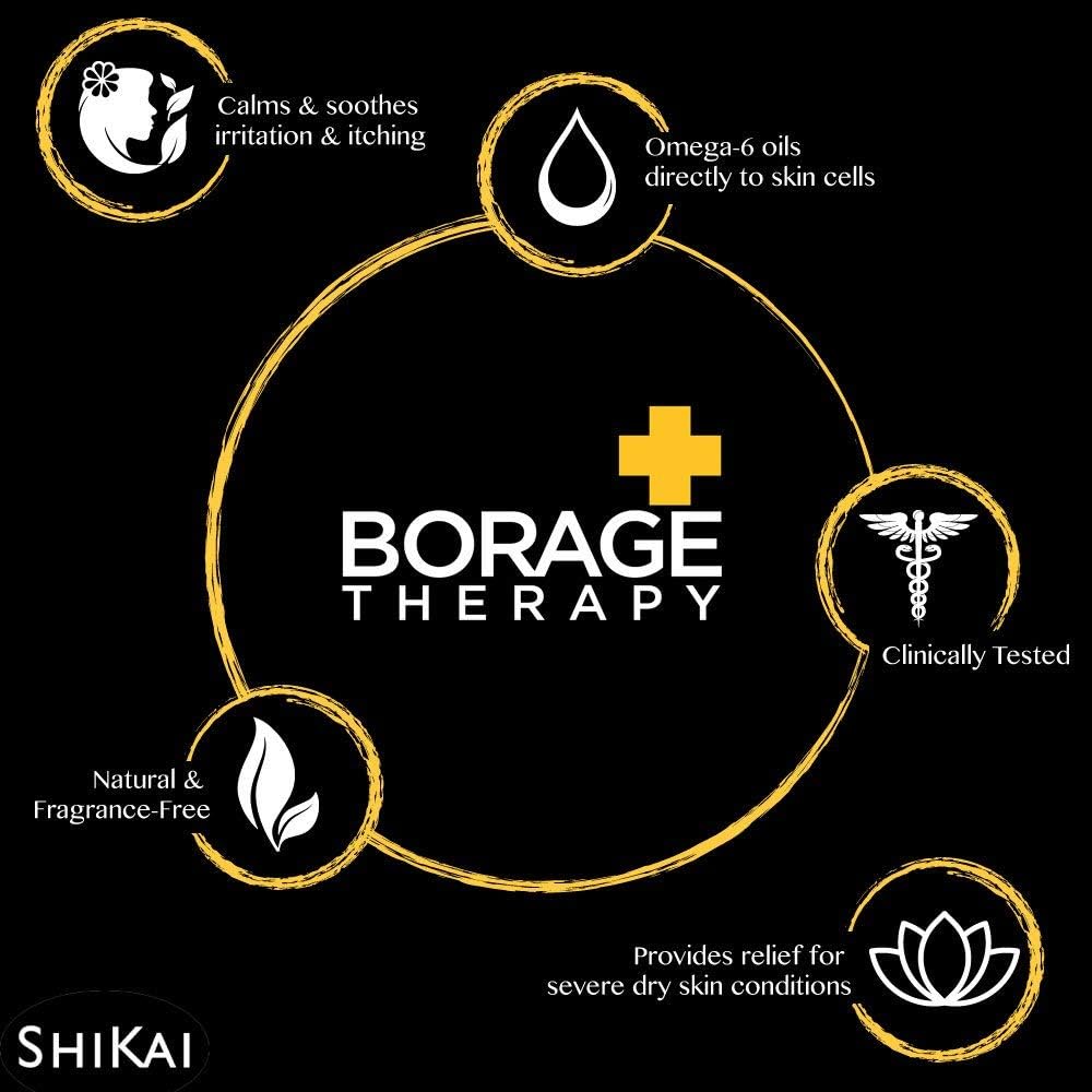 ShiKai Borage Therapy Body Moisturizer - Fragrance-Free Hydrating Lotion for Dry Hands & Body | 8oz, Pack of 2