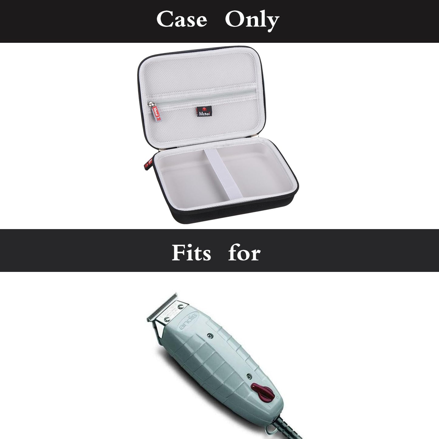 Mchoi Hard Case for Andis Professional T-Outliner Beard/Hair Trimmer, Model GTO 04710/04603/ 04775, with Mesh Pocket for Combs and Accessories, Case Only