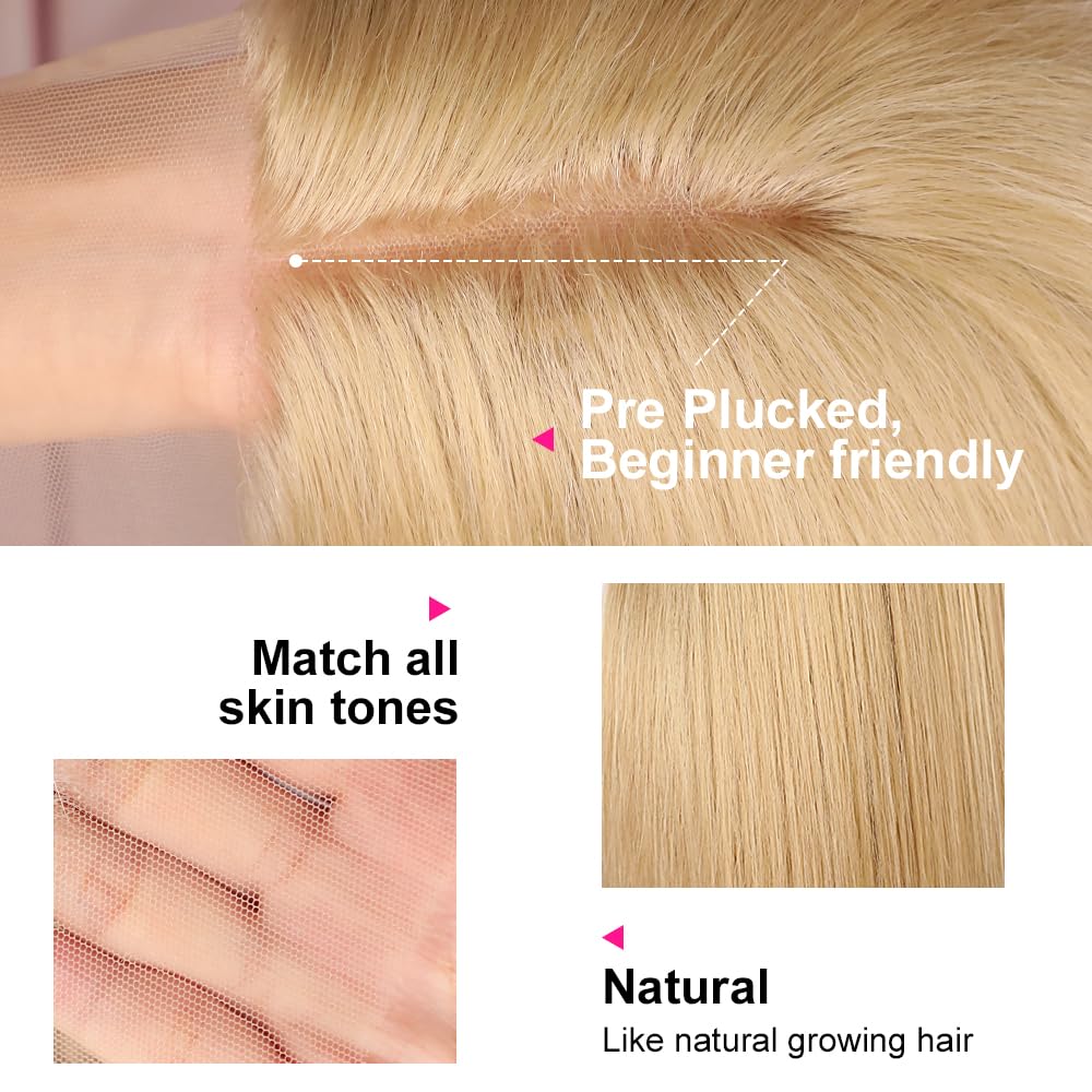 QD-Tizer Ash Blonde Synthetic Hair Wigs Long Straight Hair Mixed Platinum Blonde Color Natural HairLine Heat Resistant Fiber Hair Wigs for Fashion Women 32Inch