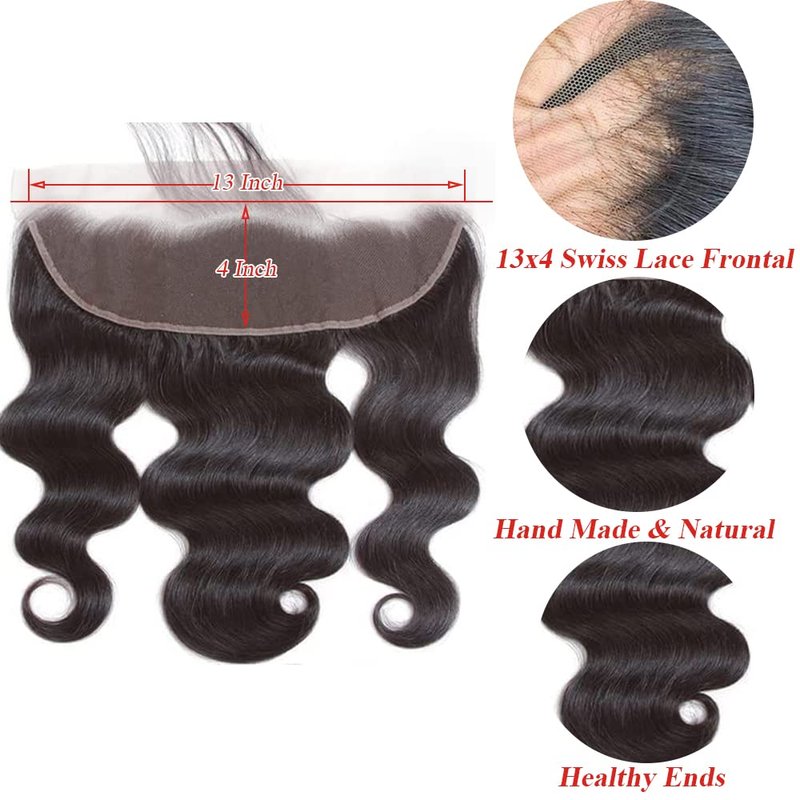 body wave lace frontal human hair 13x4 HD Transparent Lace Closure 100% Brazilian Virgin Human Hair Ear to Ear lace frontal Natural Color 14 inch