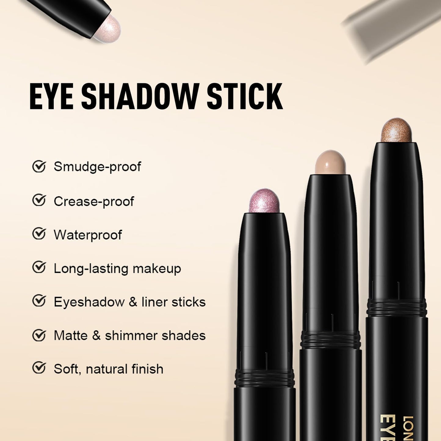 Wugbc Eyeshadow Stick Matte Eye Brightener Pencil Cream Nude Eye Shadow Base Crayon Long-Lasting Crease-Proof Naked Eyeshadow Blendable High Pigmented Single Eyeliner Makeup for Women, 3 DESERT