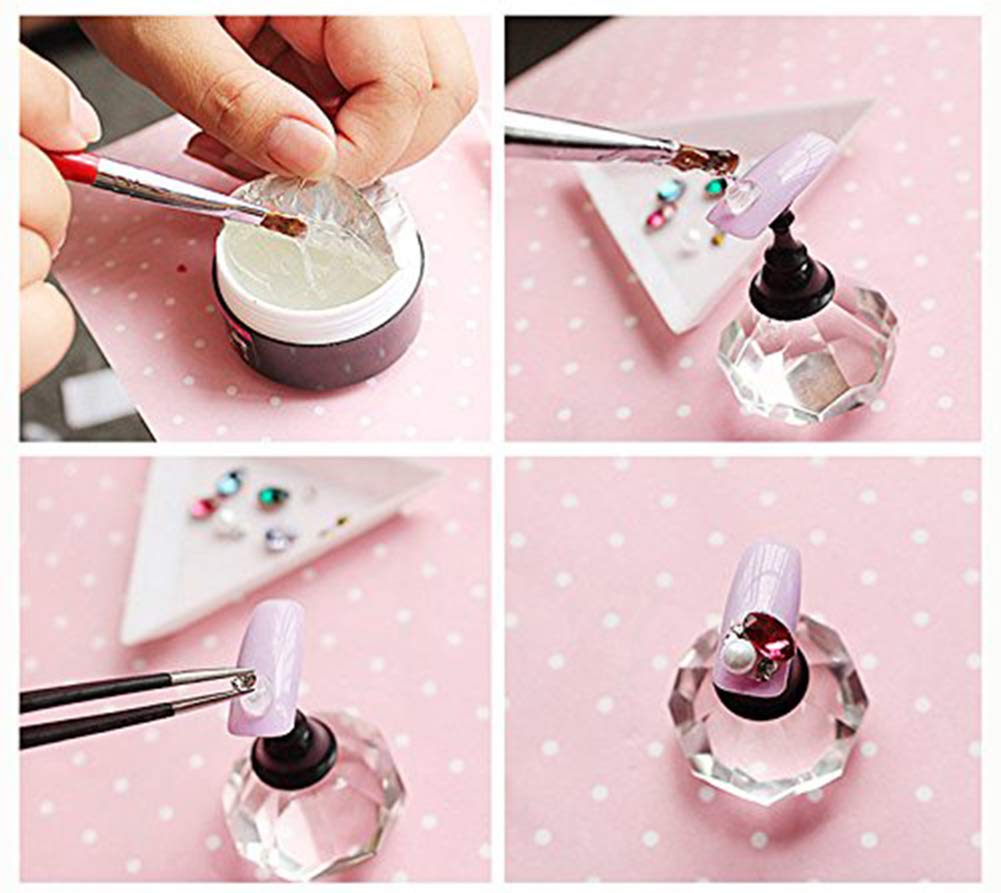 Nail Art Adhesive Rhinestones Builder Glue - Super Sticky UV Gel for Shiny Gems | Mini Diamond Decoration with Tray