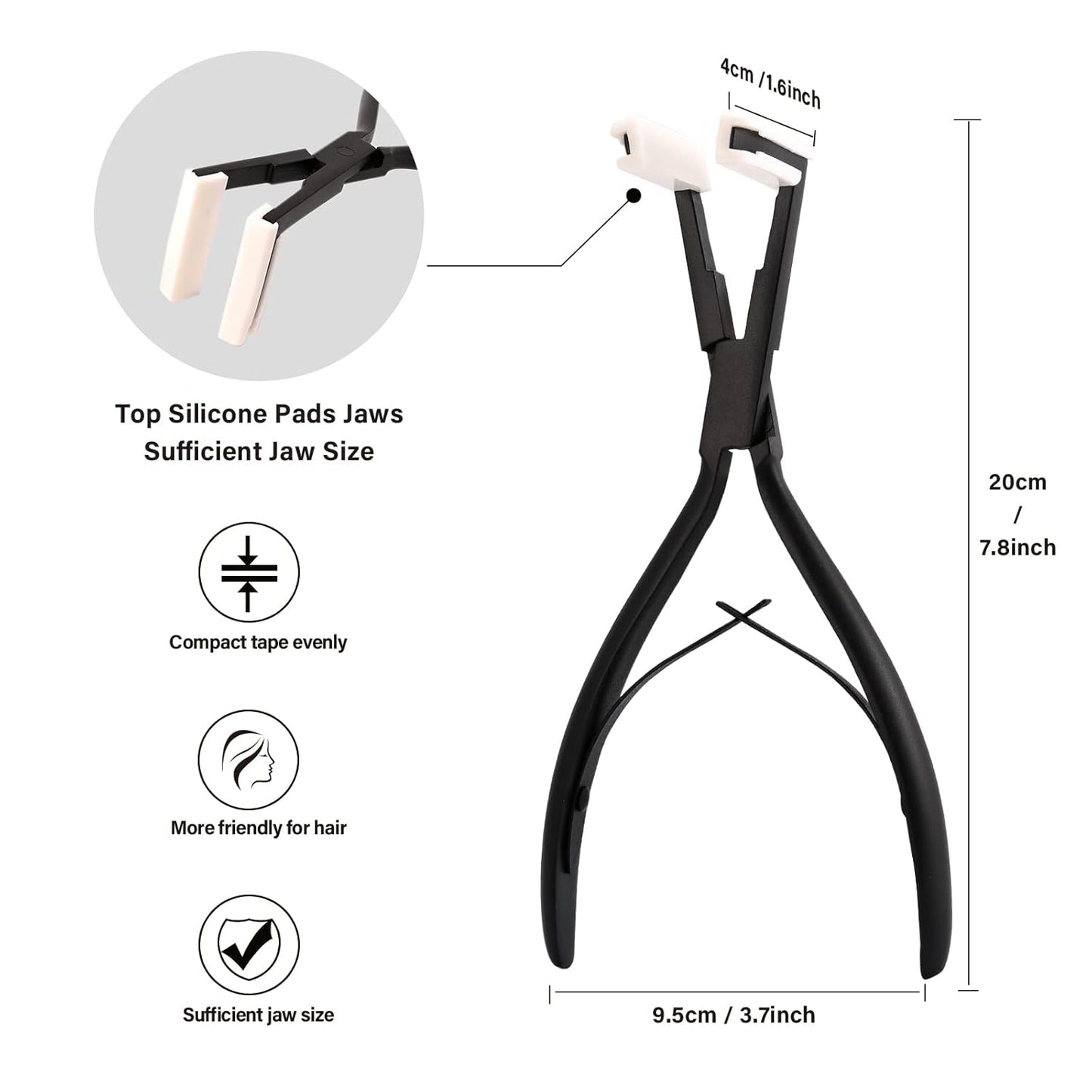 Tape In Hair Extensions Tool Kit - Stainless Steel Sealing Clamp, Remover & Clips | Black