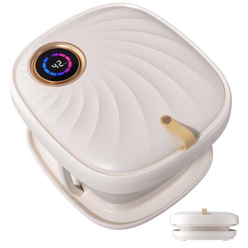 Junatuqiu Foot Spa Bath Massager with Heat Bubble，Heating Foot Soaking Tub for Collapsible Foot Bath Bucket with Bubbles, Remote Control，Red Light, Pumice Stone, and Shiatsu Rollers for Gift