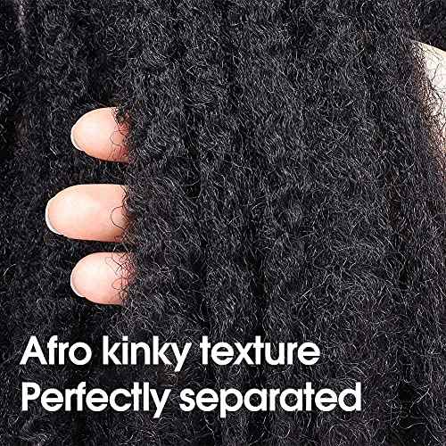 ToyoTress Marley Twist Braiding Hair - 18 Inch 6 Packs Black Marley Hair For Faux Locs, Marley Twist Crochet Hair Afro Kinky Curly Crochet Braids Synthetic Braiding Hair (18 Inch, 1B-6P)