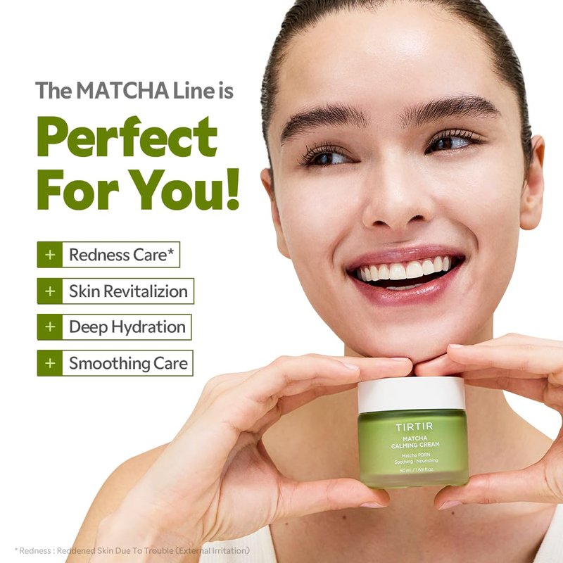 TIRTIR Matcha PDRN Calming Cream 1.69 Fl Oz | 24H Hydrating Korean Cruelty Free Moisturizer Daily Skin Care for Sensitive to All Skin