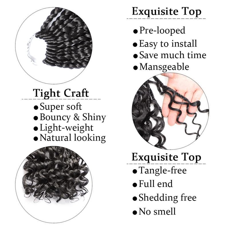 VIOLET 12 Inch Boho Box Braids Crochet Hair Goddess Box Braids Crochet Hair Prelooped Crochet Hair with Curly Ends Crochet Braiding Hair for Black Women (12 Inch, 7Packs, 1B/Gray)