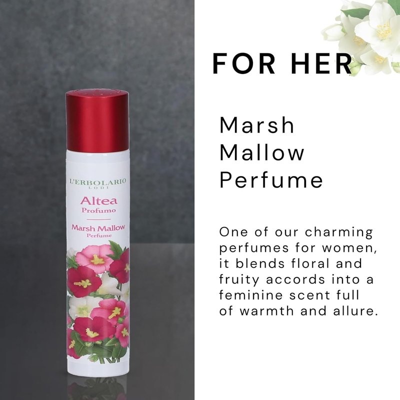 L'Erbolario Marsh Mallow Perfume - Citrus & Floral Women's Fragrance - Lasting Vanilla, Lemon, Bergamot, Vetiver & Musk - 0.5 oz