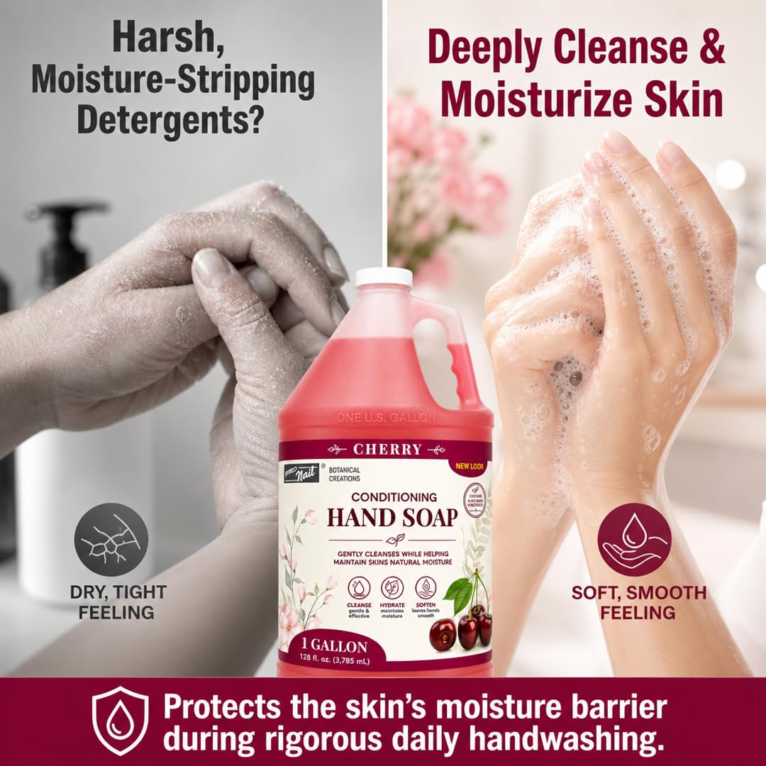 PRO NAIL NAIL SYSTEMS PRONAIL - Liquid Hand Soap Refill, Cherry, 1 Gallon - Deeply Cleanse and Hydrates, Leaving your hands Fresh and Soft - Bulk, Refill Gallon (Pkg May Vary)