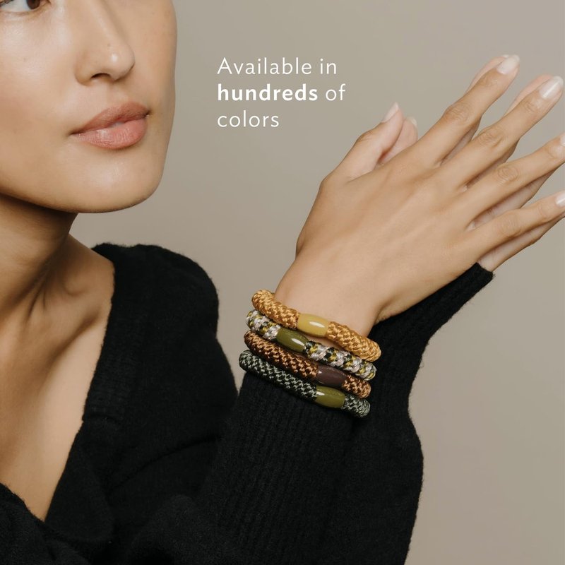 L. Erickson Hair Ties for Thick Hair, Grab & Go Pony Tube 15 Pack Eclectic Tones - No-Crease Damage-Free Bands with Strong Hold for Women & Men, Pixie