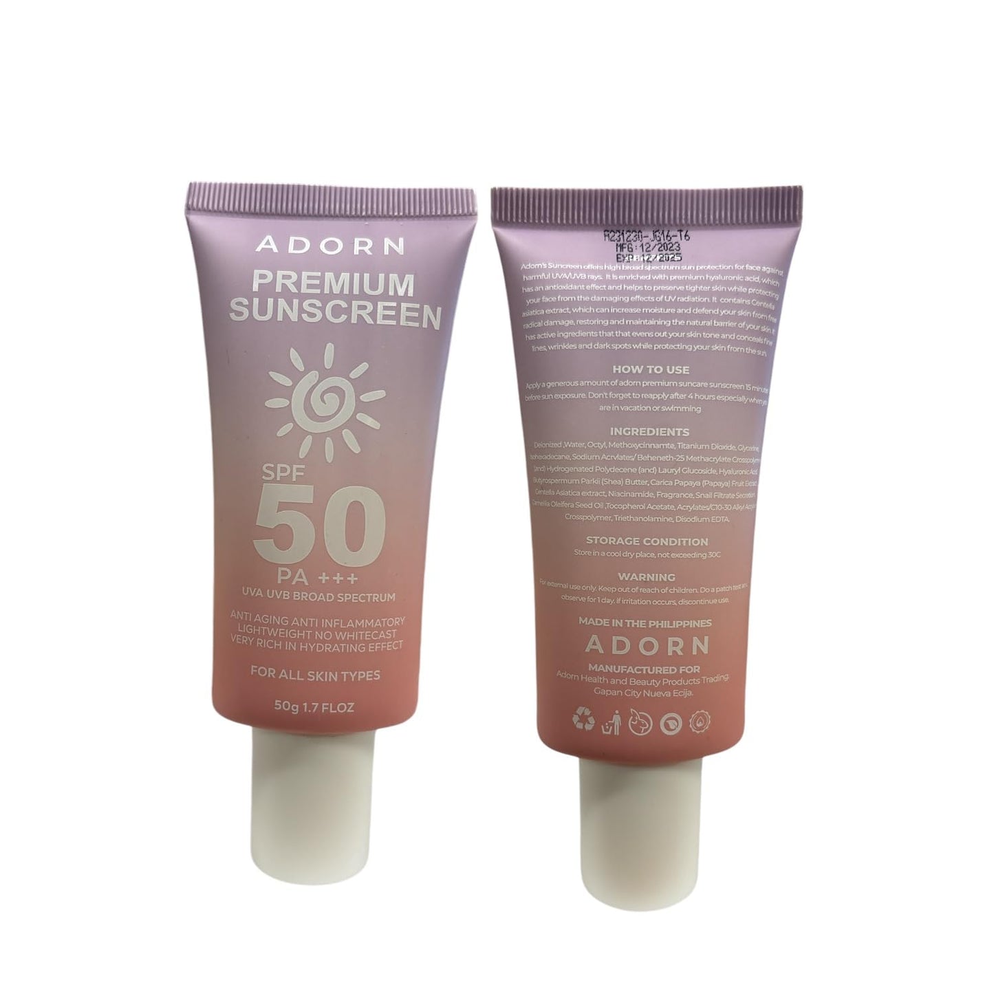 Generic Adorn Premium Sunscreen and Tinted Sunscreen, 50ml Each, 0.88 Ounce (Pack of 2)