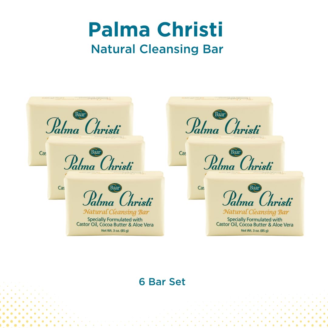 Baar Palma Christi (Castor Oil) Natural Cleansing Bar Soap, 6 bar set