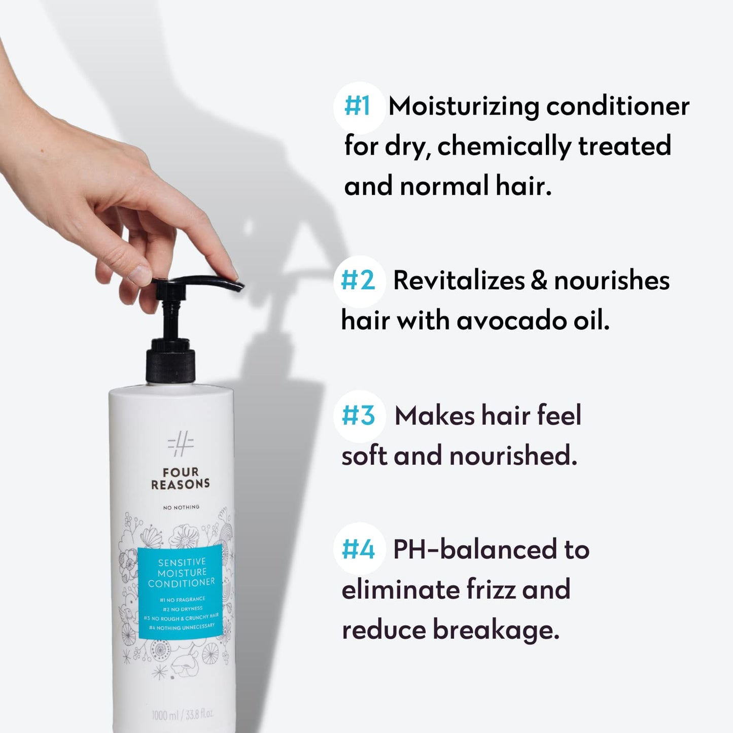 No nothing Moisture Conditioner, Hypoallergenic Care for Dry Hair & Sensitive Scalp, Softens & Hydrates Without Irritation, Fragrance-Free, Vegan, Hair Conditioner for Women, Paraben Free, 33.8 fl oz