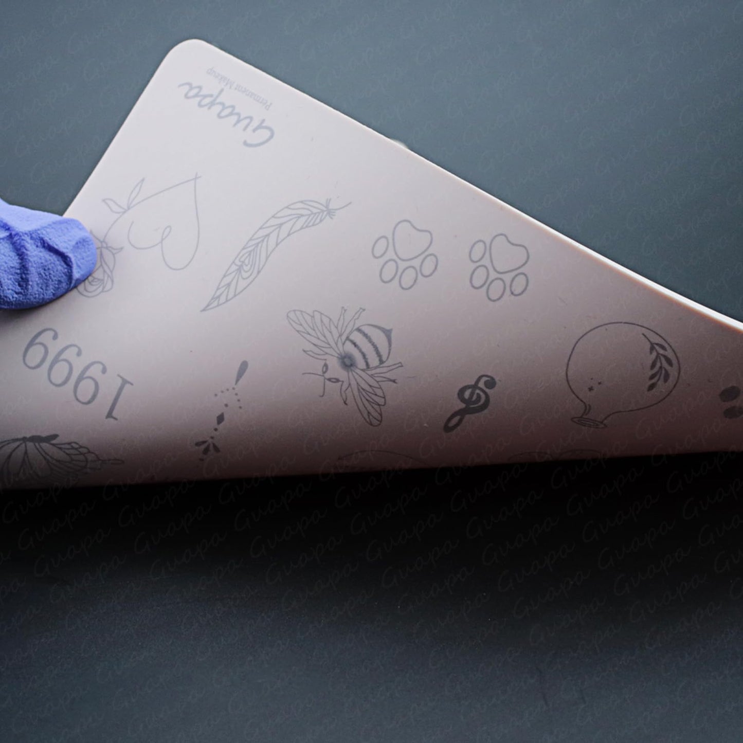 MARLLOGIVA 2pcs Tiny Tattoo Practice Skin Pad with more 80 Stencil Designs Perfect for Mastering Tiny Tattoo Essential Techniques (Pink Skin)