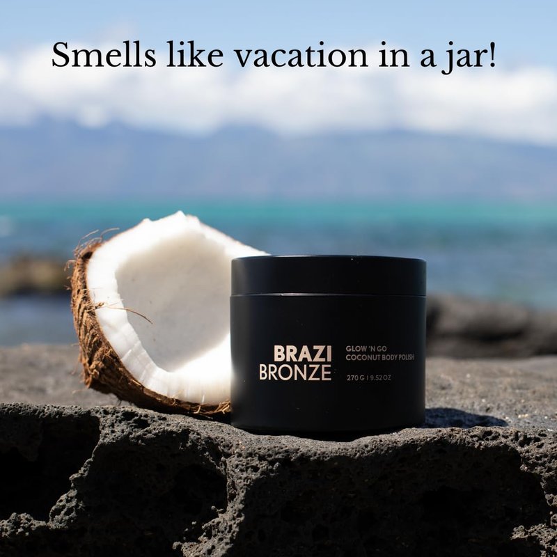 Brazi Bronze Glow n' Go Body Polish Body Scrub, Coconut Sugar Scrub with Natural Oils & Butters, Hydrating, Nourishing, Exfoliating Body Scrub, Coconut Oil, Shea Butter Scrub (9.52 oz)