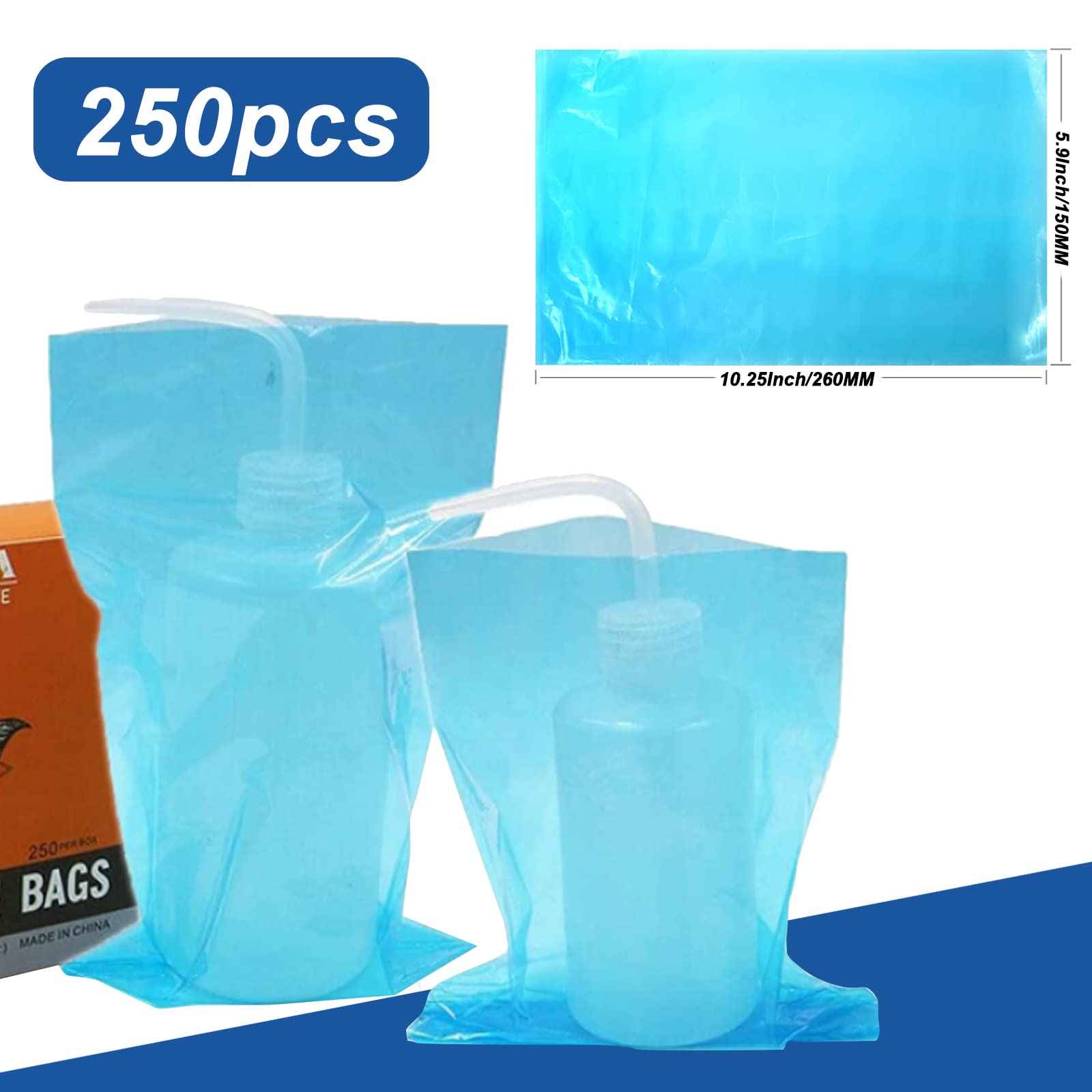 Gakonp 250pcs Tattoo Bottles Bags with 2pcs Wash Bottles 250ml Disposable Squeeze Watering Tool Sleeves for Tattoo Supplies