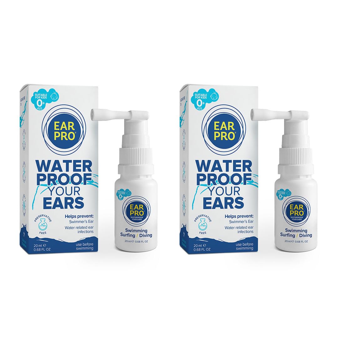 EarPro Natural Swimmer Ear Spray for Kids & Adults – Block Water Before Swimming, Surfing or Diving - Replace Ear Plugs – Safe & Easy Protection Against Trapped Water – 2 Pack, Up to 400 Sprays