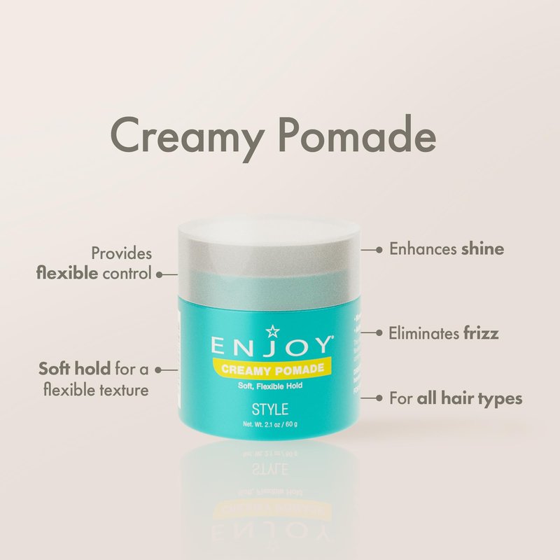 Enjoy Creamy Pomade - Lightweight Non Greasy Soft Flexible Hold - Smoothing Natural Shine without Stiffness (2.1 Oz)