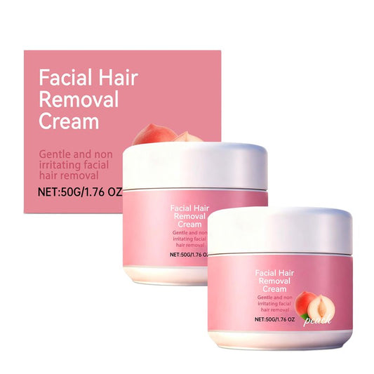 2PC Facial Hair Removal Cream, Natural Aloe Vera & Chamomile Quick Gentle Fast-Acting Hair Remover Cream for Face & Lip, Moisturizing Nourishing Non-sticky, Effectively smooths skin (2)