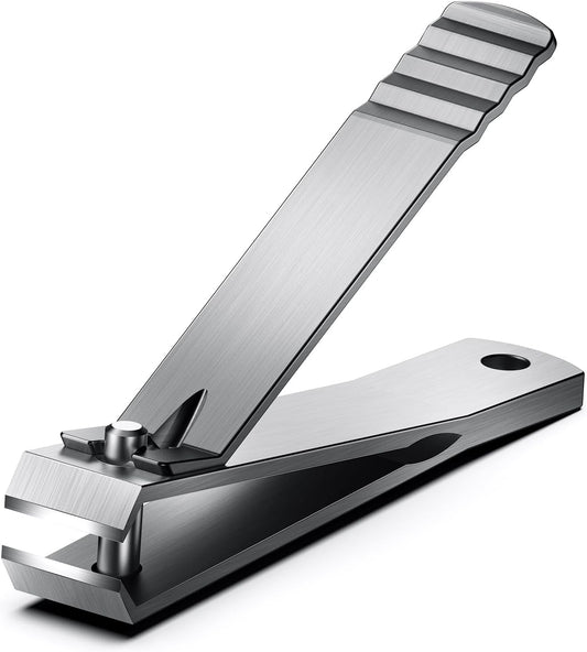 Heavy Duty Straight Blade Nail Clippers for Thick Toenails, Professional Stainless Steel Fingernail Toenail Clippers Trimmers - Thick Wide Jaw Toe Nail Clippings for Seniors, Men & Women (Black)