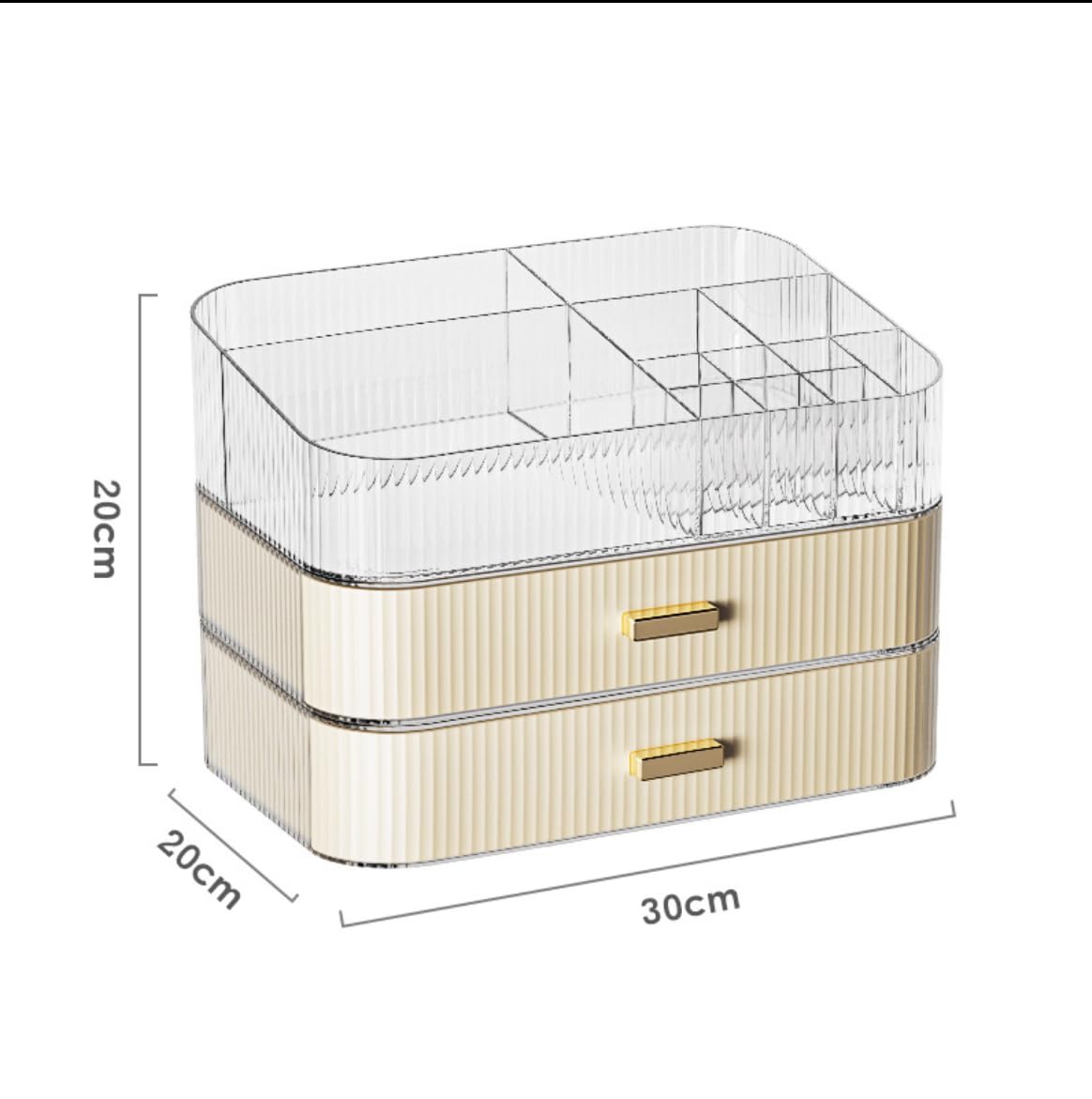 Makeup Organizer for Vanity, Stackable Cosmetics Organizer with Drawers, Countertop Storage for Makeup Palettes, Skincare, Beauty Supplies, Great for Vanity, Bathroom, Cabinet, Dresser Desk. Cream