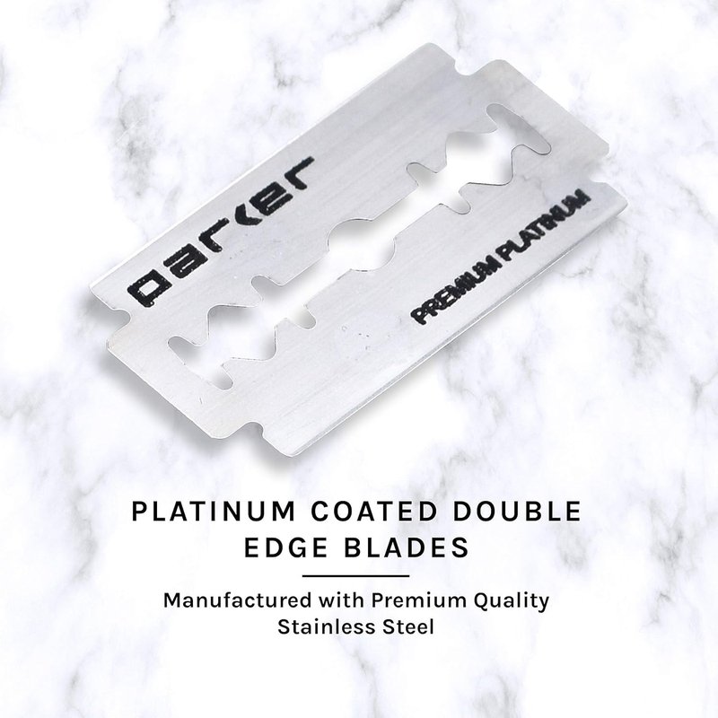 Parker, "The Convertible", Double Edge Safety Razor – Interchangeable Open & Closed Comb Plates, Solid Brass/Chrome 93 g Handle, Customizable Shave from Mild to Aggressive