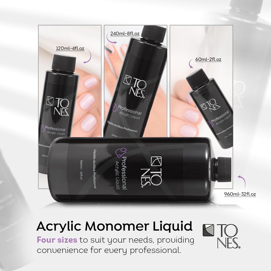Tones Watermelon Scented EMA Monomer - Odor Neutralizing Acrylic Nail Liquid, Non-Yellowing, Superior Adhesion for Flawless Sets - MMA-Free - Made in USA (8 Fl Oz)