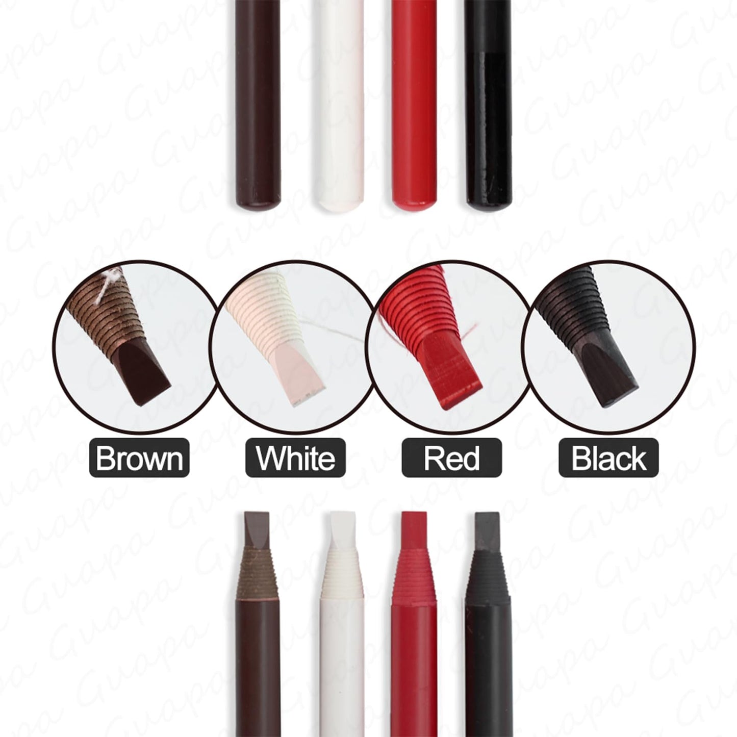 Guapa 6pcs Microblading Brow Mapping Pencil Professional Eyebrow Design Perfect for Pre Drew Brow Hairstrokes Lines (White)