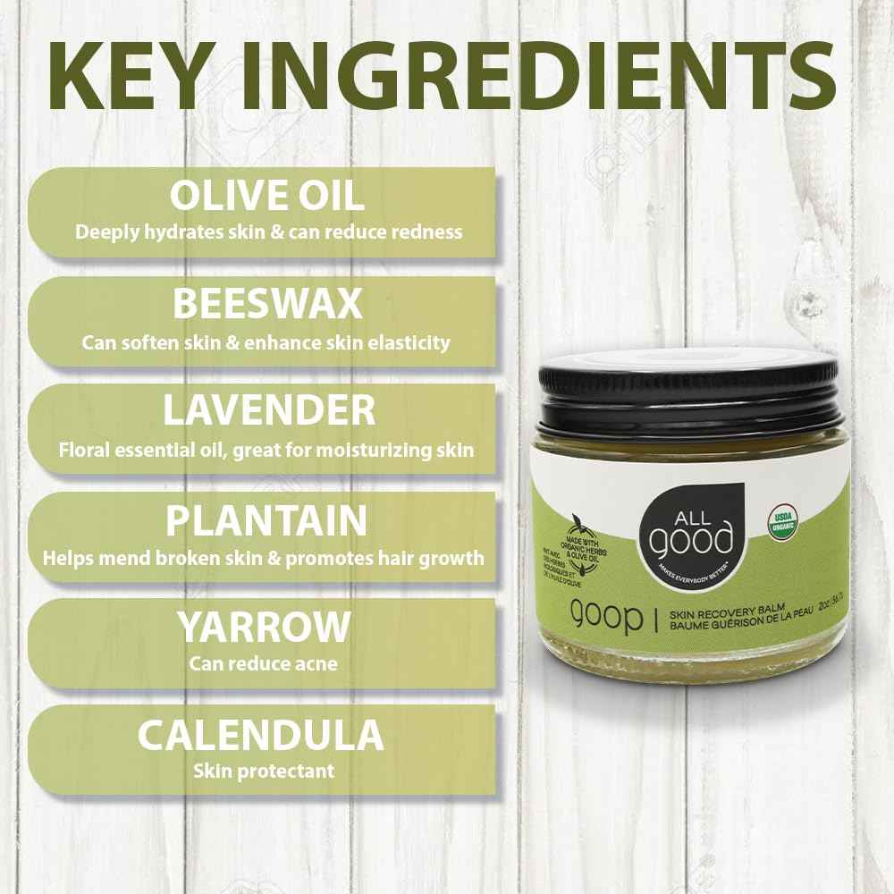 All Good Goop - Organic Skin Relief Balm & Ointment w/Calendula for Dry Skin, Scars, Eczema, Diaper Rash, Bug Bites, Burns, Chapped Lips - Safe for Baby & Sensitive Skin (2 oz)