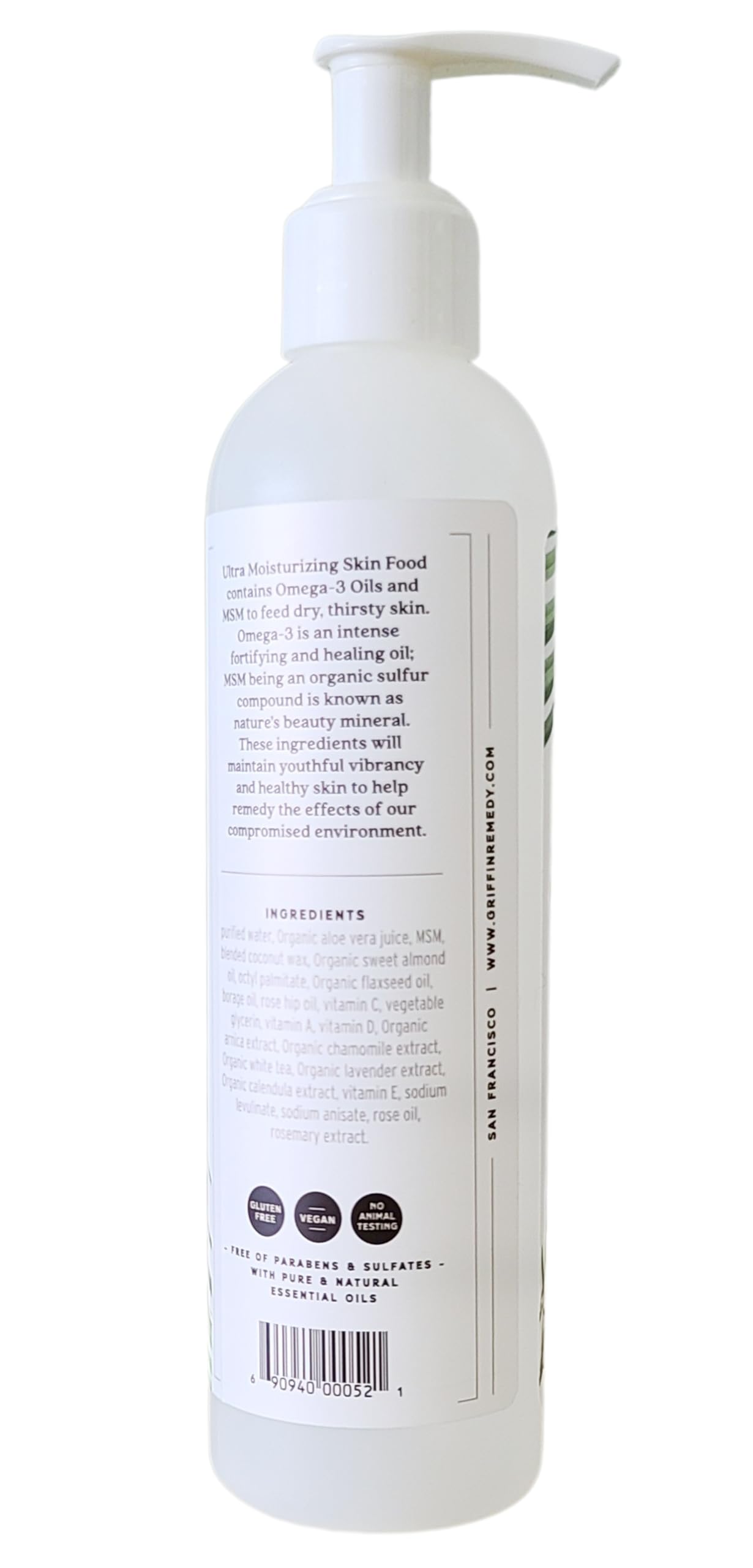 Griffin Remedy Omega-3 Body Lotion-Unscented with Organic MSM and Essential Oils, Ultra Moisturizing, All Natural, Paraben Free, Sulfate Free 8 fl oz