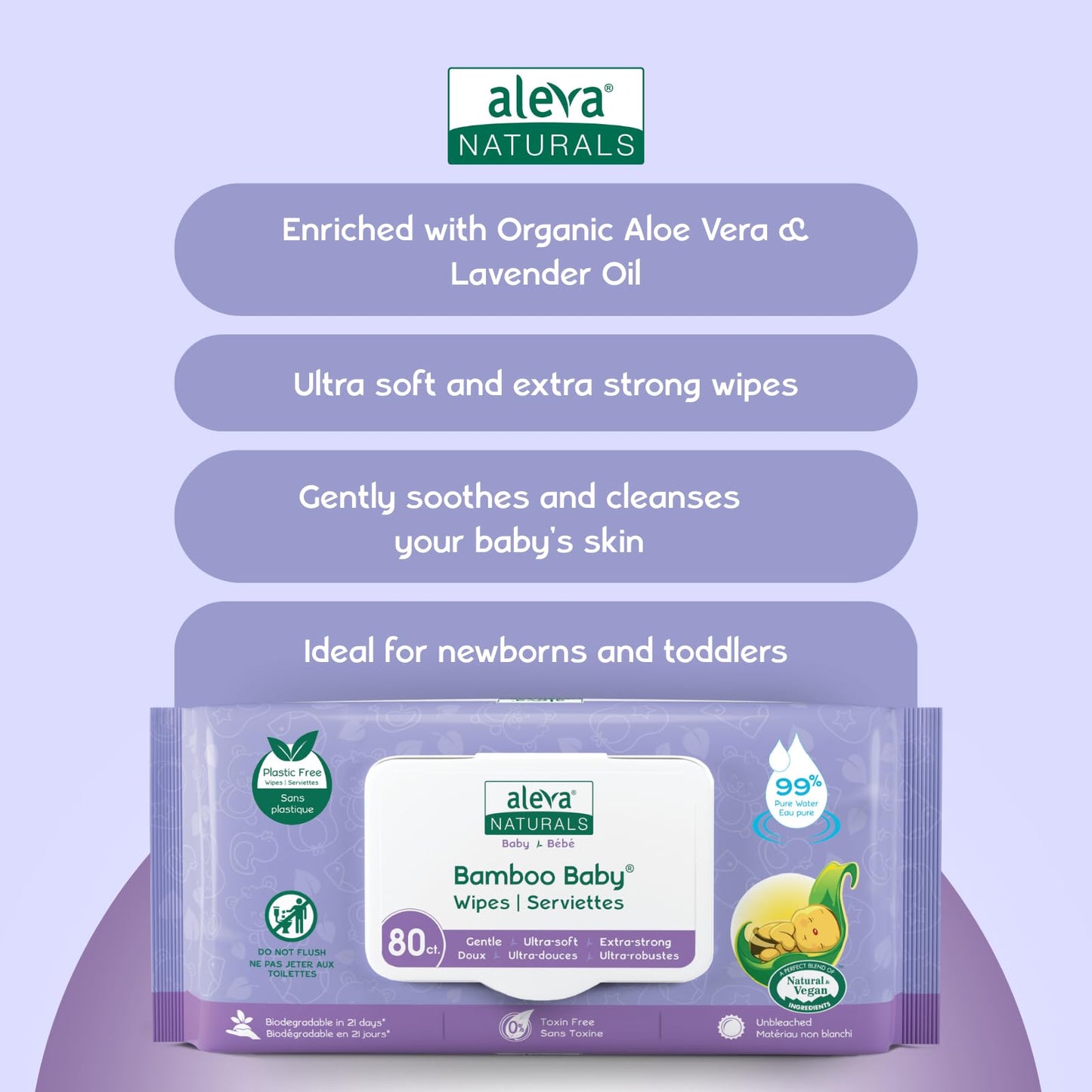 Aleva Naturals Bamboo Baby Wipes - 80 ct