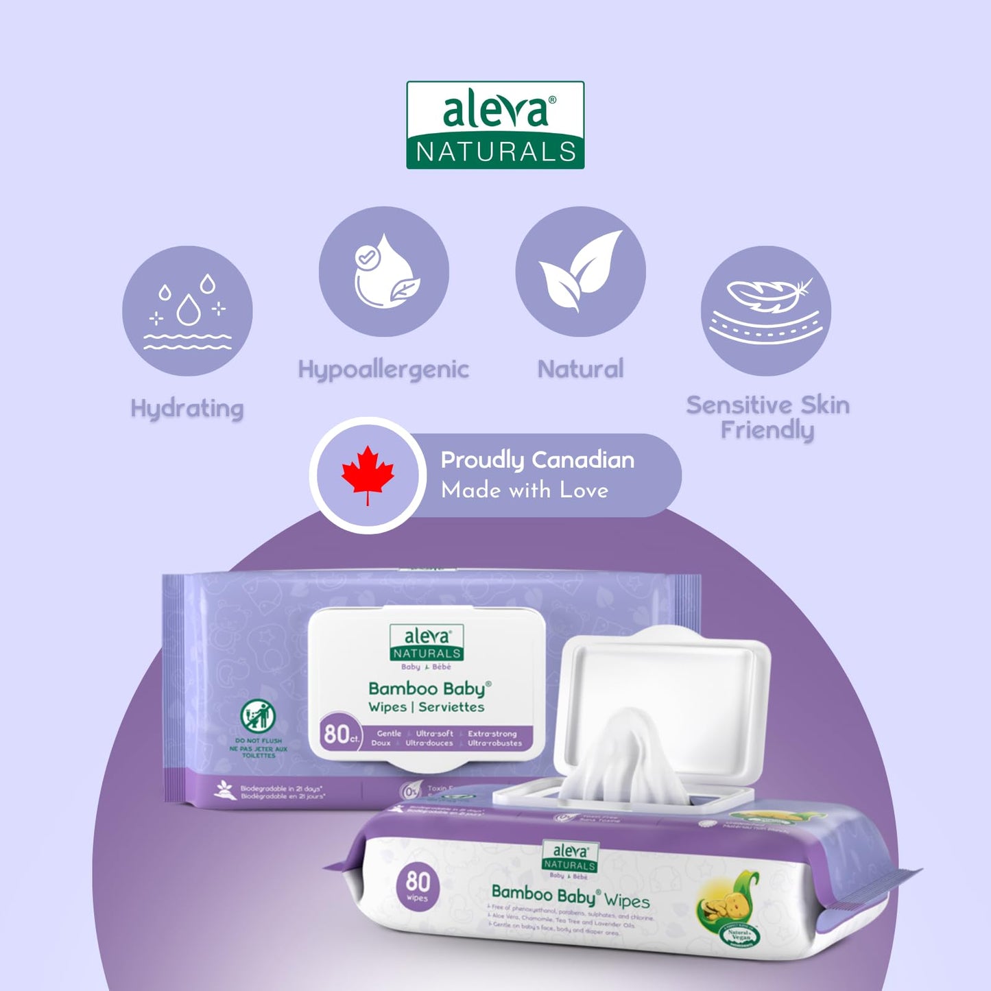 Aleva Naturals Bamboo Baby Wipes - 80 ct