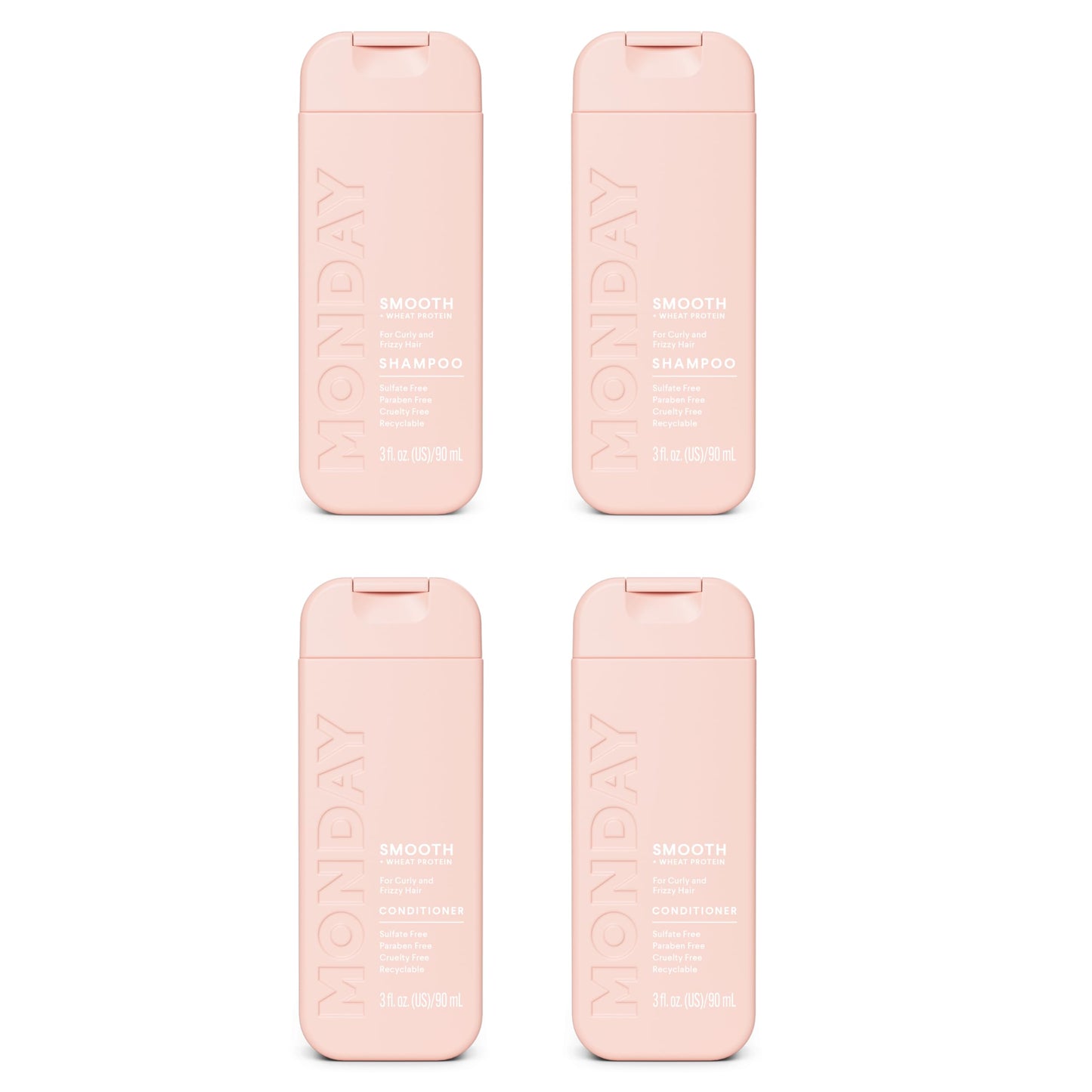 MONDAY Haircare SMOOTH Shampoo + Conditioner with Wheat Protein & Avocado Oil for Frizz-Prone Hair 90 mL (Dual Set)