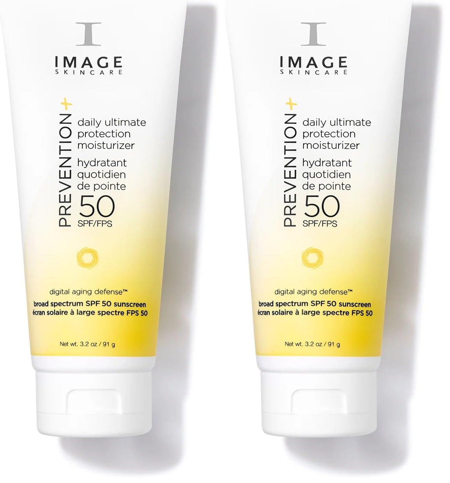 IMAGE Skincare PREVENTION+ Daily Ultimate Protection Moisturizer,SPF 50 Face Sunscreen Lotion,Zinc Oxide,Blendable with No White Cast,3.2 oz,(Pack of 2)