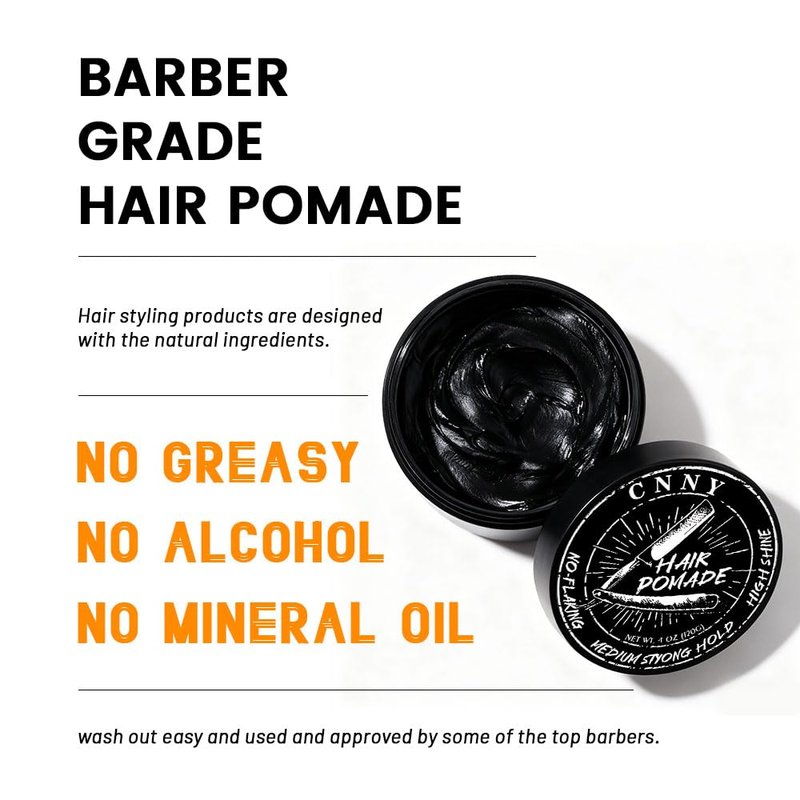 Crownnaturally CNNY Hair Pomade 4oz - Strong Hold & Medium Shine - Professional Hair Styling Wax for Men - All Hair Types - Barber Grade Pomade - Easy Wash Out