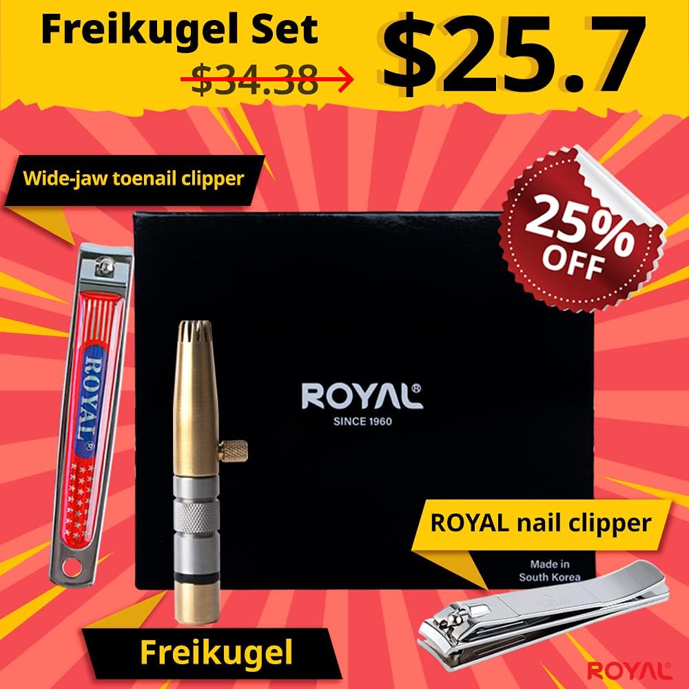Nose Hair Trimmer Set - 3 Pcs Value Pack with 2 Nail Clippers | Black & Brass Design