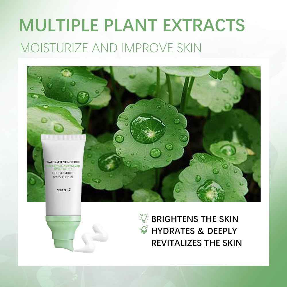 2 Pcs Centella Sunscreen SPF50, Moisturizing Non-Sticky Centella Water-Fit Sun Serum for Face and Body.
