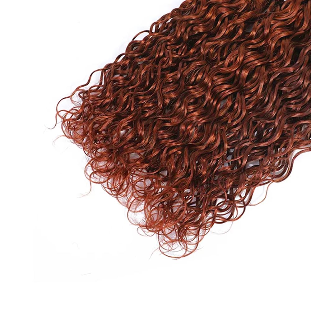 Human Hair Water Wave Bundles - Brazilian Virgin Remy, 16-Inch, Reddish Brown | 3-Pack