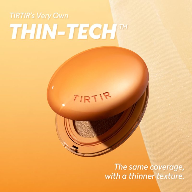TIRTIR Mask Fit Ai Filter Cushion Foundation | AI-Like Semi-Matte Finish - Up to 72-Hour Medium to Full Coverage Korean BB Cushion Make up Beauty, #21C Cool Ivory, 0.63 Fl Oz