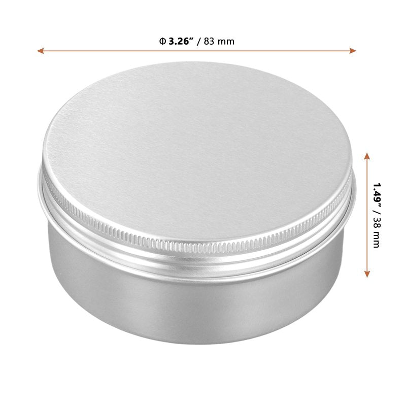 LEXININ 50 Pack Aluminum Tin Cans, 5 Oz Screw Top Tin Jar Containers, 3.26 x 1.5 Inch, Silver