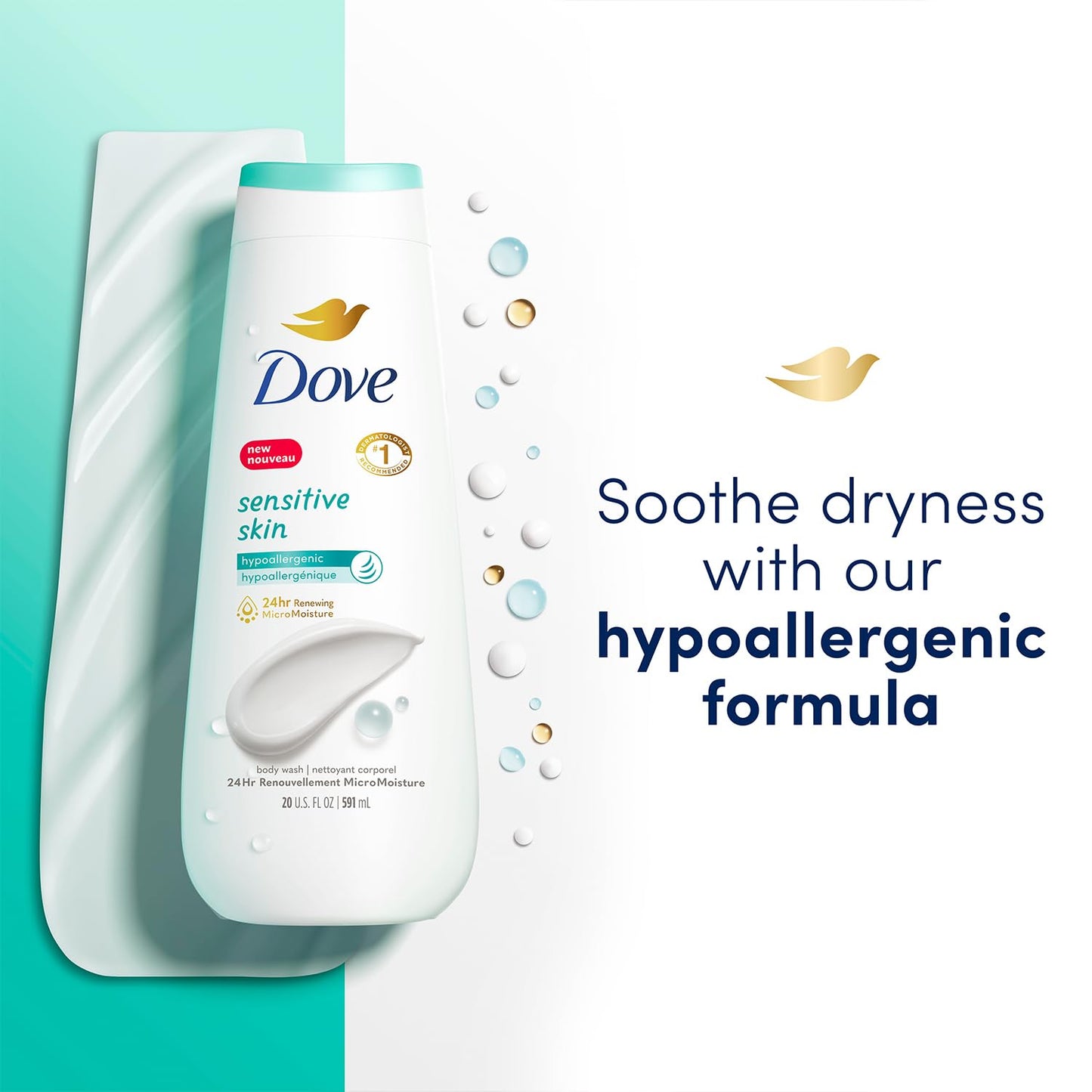 Dove Dandruff Shampoo & Conditioner 2-in-1, DermaCare Calming Relief with Pyrithione Zinc + Body Wash for Sensitive Skin – Best to Prevent Itchy Scalp and Dry Skin (2 Piece Set)